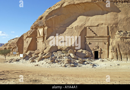 Nabatean Tombs at Medain Salem Western Province Saudi Arabia Stock Photo