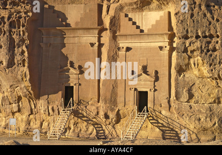 Nabatean Tombs at Medain Salem Western Province Saudi Arabia Stock Photo