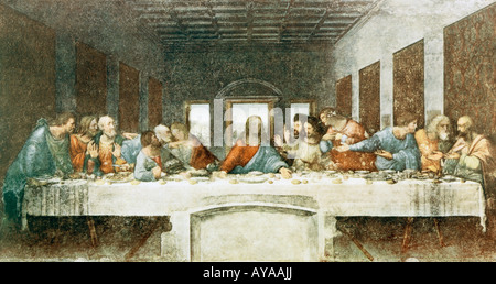 The Last Supper Leonardo da Vinci 15th century mural painting in Milan 1495 1498 Stock Photo