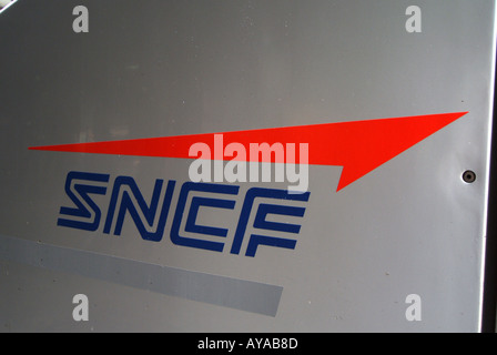 Paris logo for the French National railways on side of TGV train Stock Photo