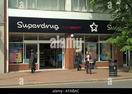 Superdrug store shop front in typical High Street Stock Photo