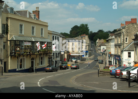 Frome Market Place and town centre on a Sunday relatively free of heavy weekday traffic Stock Photo