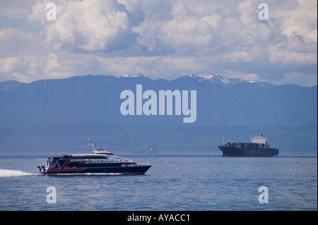 Victoria Clipper hydrofoil passenger ferry in the Strait of Juan de ...