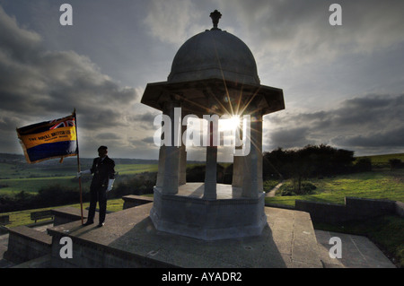 We shall remember them.  Remembrance Day ceremony in Sussex England on cremation site of WWI Hindu and Sikh soldiers Stock Photo