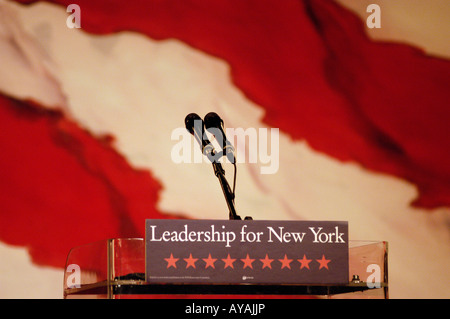 Podium at Democratic Party headquarters on election night Stock Photo