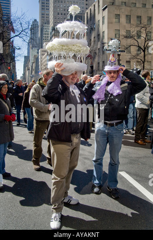Wedding cake Easter Parade crazy hats on Fifth Avenue New York City Stock Photo