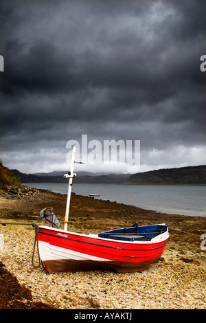 Boat on shore, Lochaline, Scotland Stock Photo