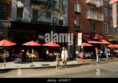 Italian restaurants on Mulberry street Little Italy New York USA Stock