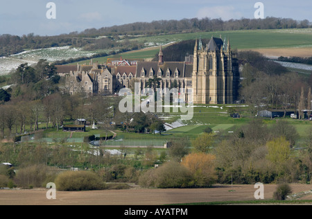 Lancing College School and Chapel after the snow Stock Photo