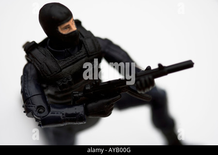 Toy Police figure made of plastic Close up Stock Photo