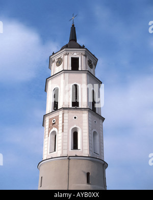 Vilinuis Cathedral Clock Tower, Cathedral square, Old Town, Vilnius, Vilnius County, Republic of Lithuania Stock Photo