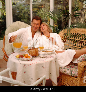 Couple having healthy breakfast Stock Photo