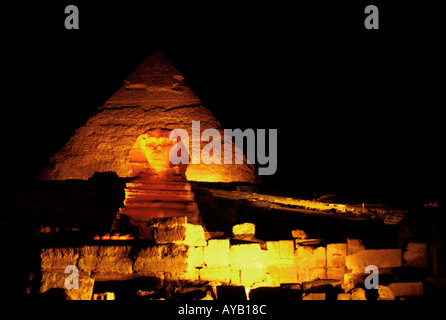 SON ET LUMIERE GREAT PYRAMID SPHINX RUINS GIZA CAIRO EGYPT Stock Photo ...