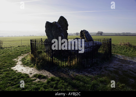 The Cotswold at the Rollright Stones a Bronze Age stone circle   are part of the folklore and legend  of the area. Stock Photo