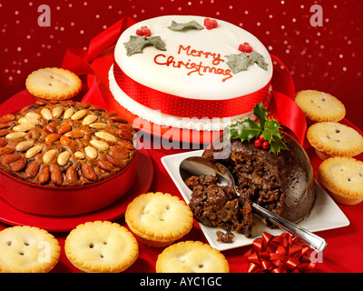 BRITISH CHRISTMAS DESSERTS Stock Photo