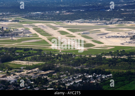 an aerial view of the runways and taxiways at Fort Lauderdale Hollywood international airport in Florida USA Stock Photo