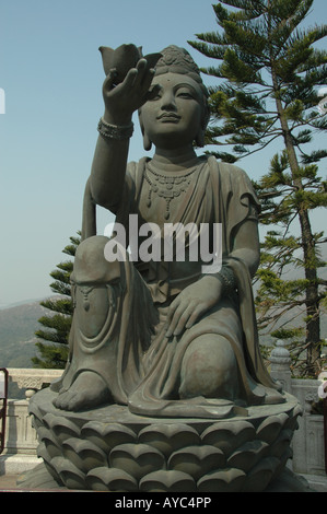 One of the statues at the base of the Big Buddha, lantau Island, Hong Kong. Stock Photo