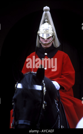 A mounted sentry at Whitehall in Central London Stock Photo