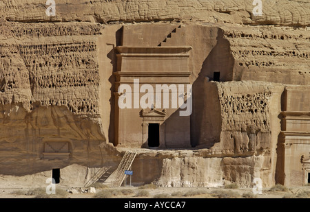 Nabatean Tombs at Medain Salem Western Province Saudi Arabia Stock Photo