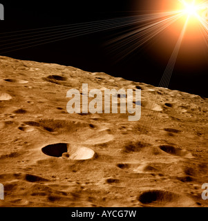 sun photographed from surface of the moon Stock Photo