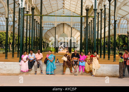 The Crystal House venue for flower shows in Lalbagh Botanical Gardens Bangalore Stock Photo