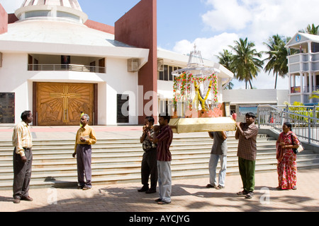 Procession outside the Infant Jesus Church in Bangalore India Stock Photo