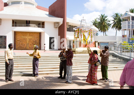 Procession outside the Infant Jesus Church in Bangalore India Stock Photo