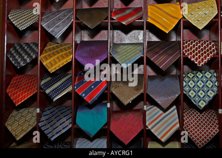 Tie display at 41 Le Loi tailor store Hoi An historic town mid Vietnam Stock Photo