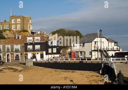 The harbour and Viking Bay, Boradstairs, Kent, United Kingdom,  showing Bleak House where the author Charles Dickens stayed Stock Photo