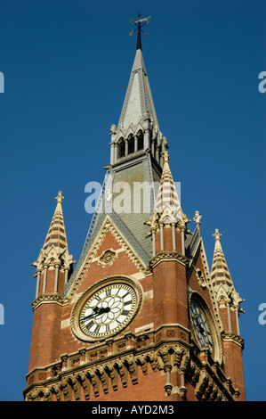Close up of the clock tower on the refurbished St Pancras International Railway Station Kings Cross London UK Stock Photo