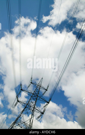 Electricity pylons carrying electricity from Drax Power Station, Selby, Yorkshire, UK Stock Photo