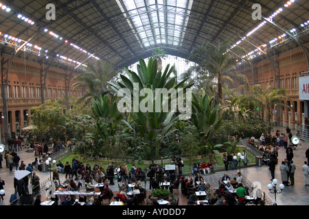 Inside view of the Atocha train station in Madrid Spain Stock Photo