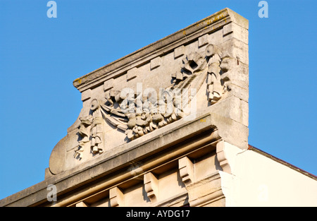 Architectural detail on roof corner of Victorian building in Cardiff city centre South Wales UK Stock Photo