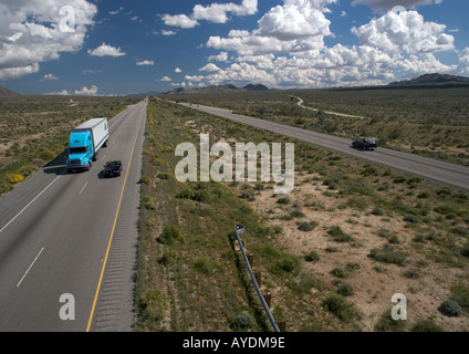 Desert highway interstate highway 10 on edge of Sonoran desert south-east California Stock Photo