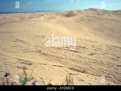 Algodones dunes huge off road vehicle recreation area now devoid of vegetation SE California near Mexican border USA Stock Photo