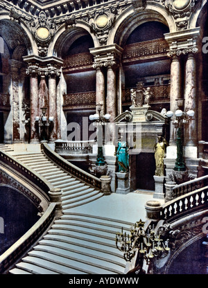 View of the grand staircase of the Opera House in Paris France Stock Photo