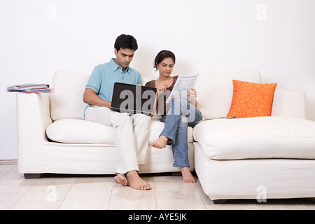 A couple sorting out finances Stock Photo