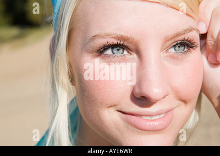 Close up of a young womans face Stock Photo
