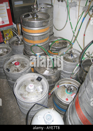 Beer cellar equipment installation in bar public house Stock Photo