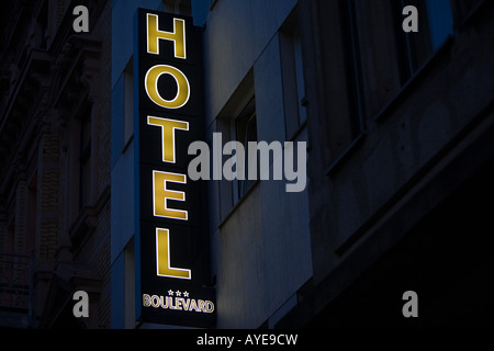 Neon sign for a hotel Stock Photo
