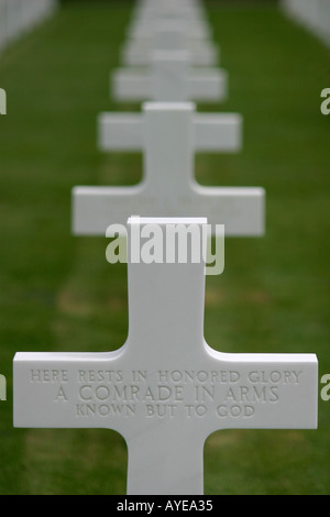 American WW2 Cemetery at Coleville sur Mer Omaha beach Normandy France Stock Photo
