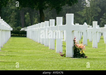 American WW2 Cemetery at Coleville sur Mer Omaha beach Normandy France Stock Photo