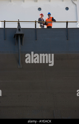 Engineers on ship Stock Photo