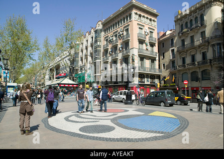 travel, tourism, spain, catalonia, barcelona, ramblas, typical, spanish, real, place, architecture, royal, Spain, square, centre Stock Photo