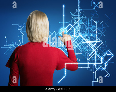 Woman touching pattern Stock Photo