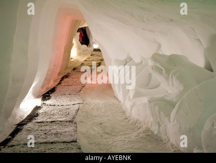 Entering The Cave Of La Grotte De Glace La Plagne French Alps Europe Stock Photo