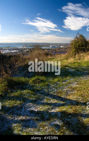 View of Portsmouth Harbour Portchester and Southampton From Portsdown Hill Stock Photo