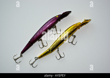 High action deep-diving Rebel jointed salmon plugs. Stock Photo