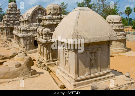 Five Rathas in Mamallapuram South India Stock Photo