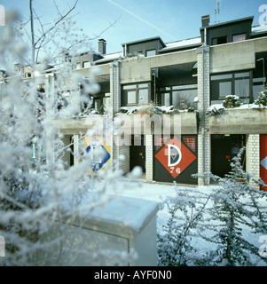Modern terraced house in Germany with snow Stock Photo